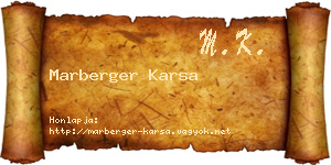 Marberger Karsa névjegykártya